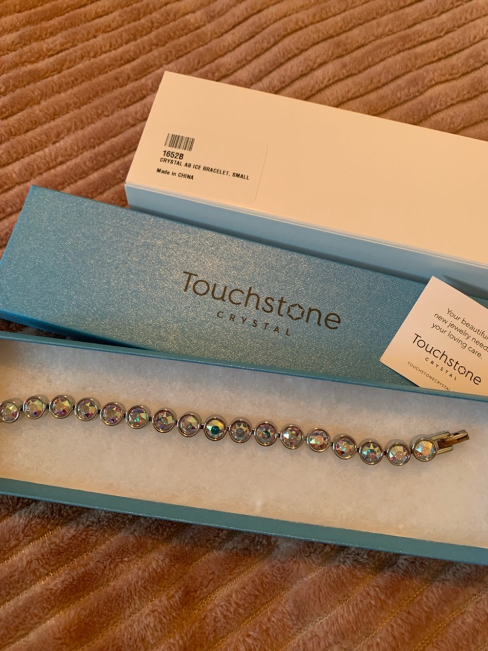 Touchstone Crystal Aurora Borealis Crystal Tennis Bracelet Small